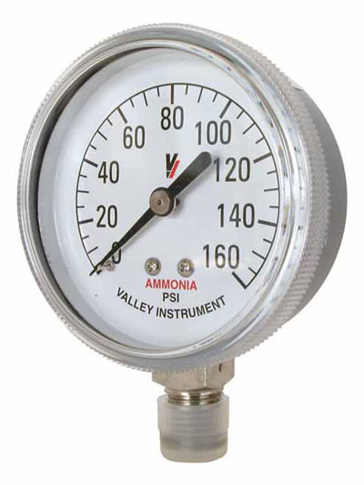 (image for) Valley Industries 2180DSX160 1/4" Btm Mount Ammonia Gauge (AA-2.5-160)